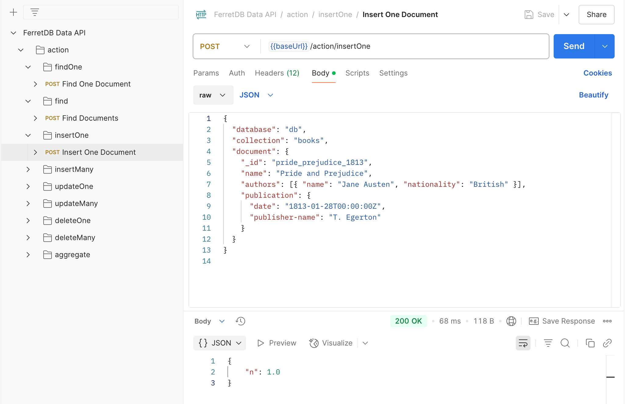 Insert a single document
